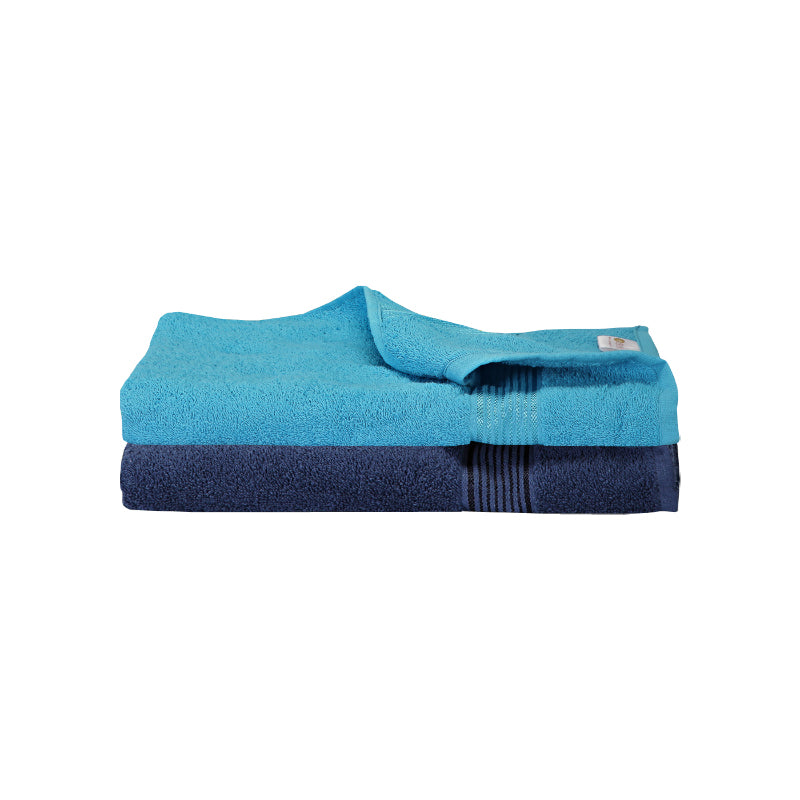 Buy Bodil Bath Towel (Light Blue & Navy Blue) - Set Of Two Bath Towels from Vaaree