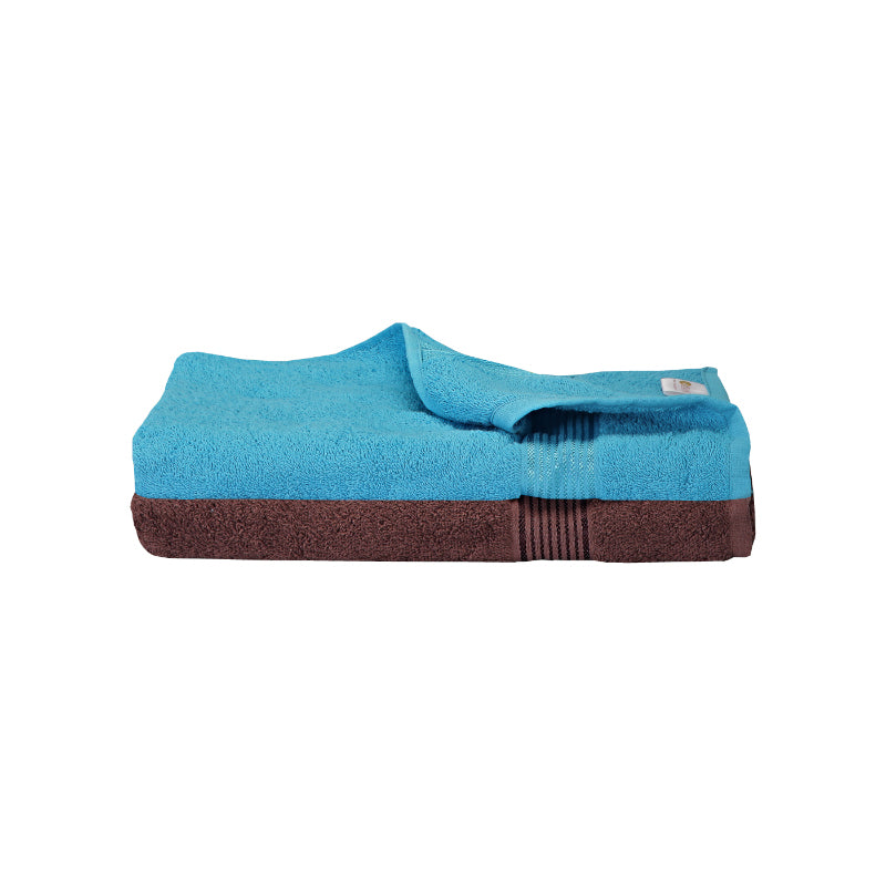 Buy Bodil Bath Towel (Light Blue & Brown) - Set Of Two Bath Towels from Vaaree