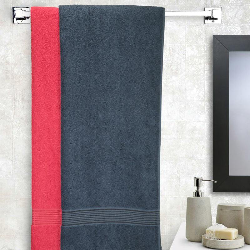 Buy Bodil Bath Towel (Red & Grey) - Set Of Two Bath Towels from Vaaree