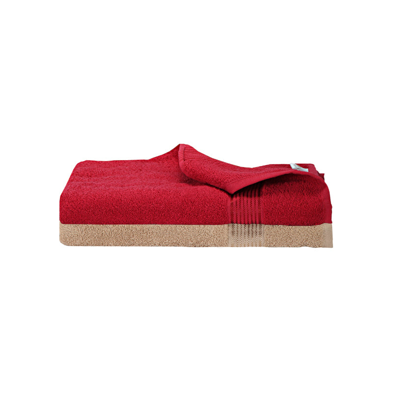 Buy Bodil Bath Towel (Red & Beige) - Set Of Two Bath Towels from Vaaree