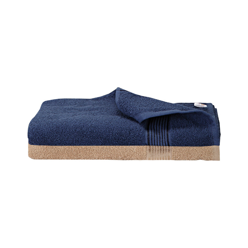 Buy Bodil Bath Towel (Navy Blue & Beige) - Set Of Two Bath Towels from Vaaree