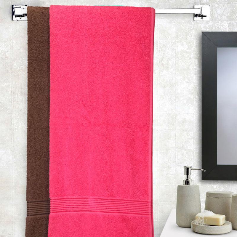 Buy Reffy Bath Towel (Pink & Brown) - Set Of Two Bath Towels from Vaaree