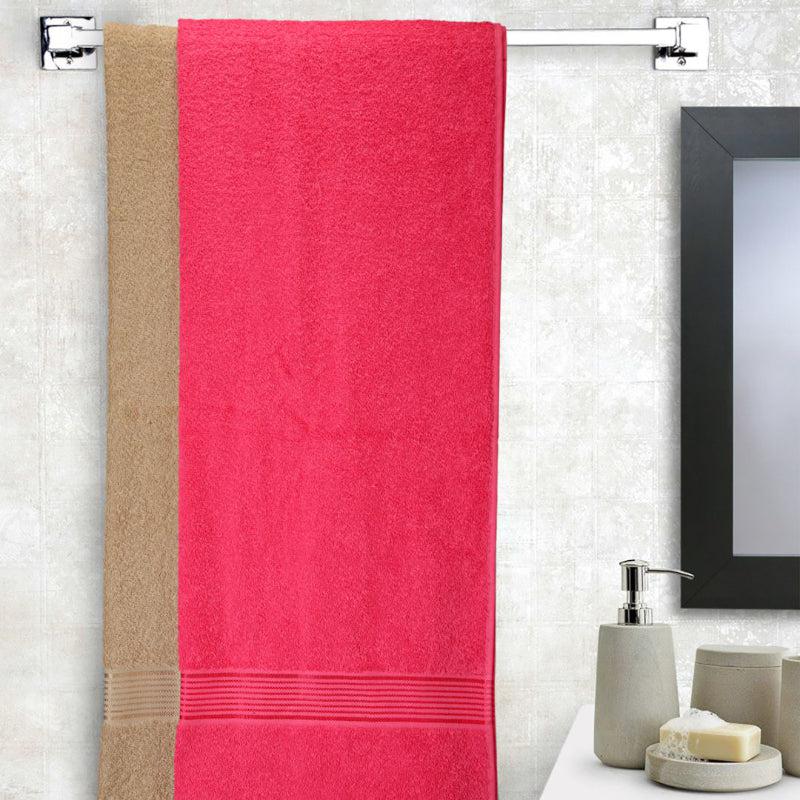 Buy Bodil Bath Towel (Pink & Beige) - Set Of Two Bath Towels from Vaaree