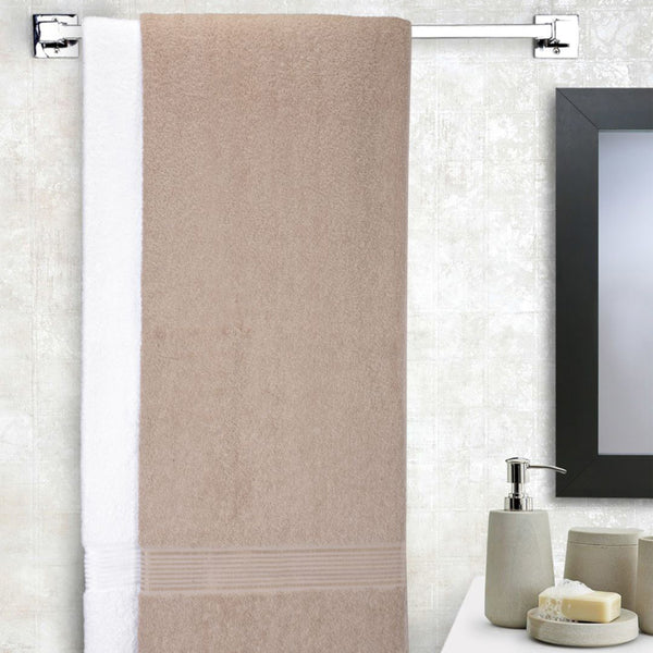 Buy Bodil Bath Towel (Beige & White) - Set Of Two Bath Towels from Vaaree