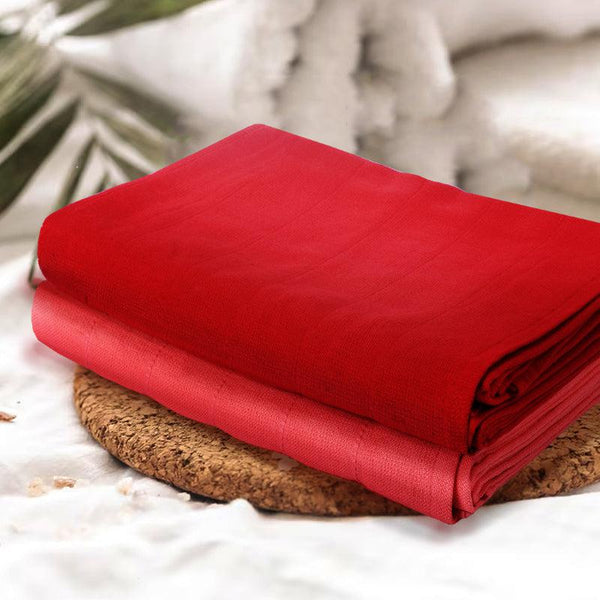 Buy Sarda Bath Towel (Red & Peach) - Set Of Two Bath Towels from Vaaree