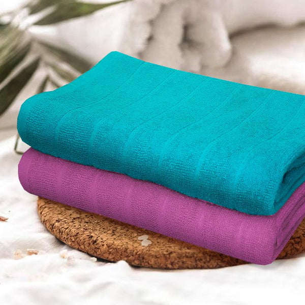 Buy Sarda Bath Towel (Aqua & Purple) - Set Of Two Bath Towels from Vaaree