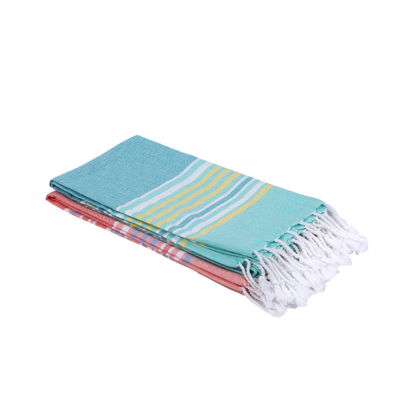 Buy Jadore Bath Towel (Peach & Blue) - Set Of Two Bath Towels from Vaaree