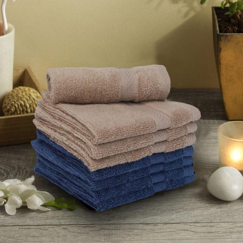 Buy Miorah Face Towel (Beige & Blue) - Set Of Eight Hand & Face Towels from Vaaree