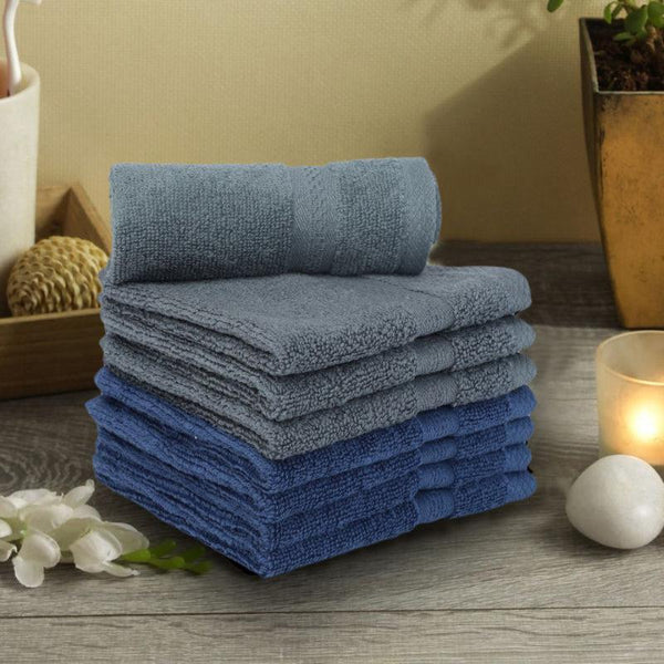 Buy Miorah Face Towel (Grey & Blue) - Set Of Eight Hand & Face Towels from Vaaree