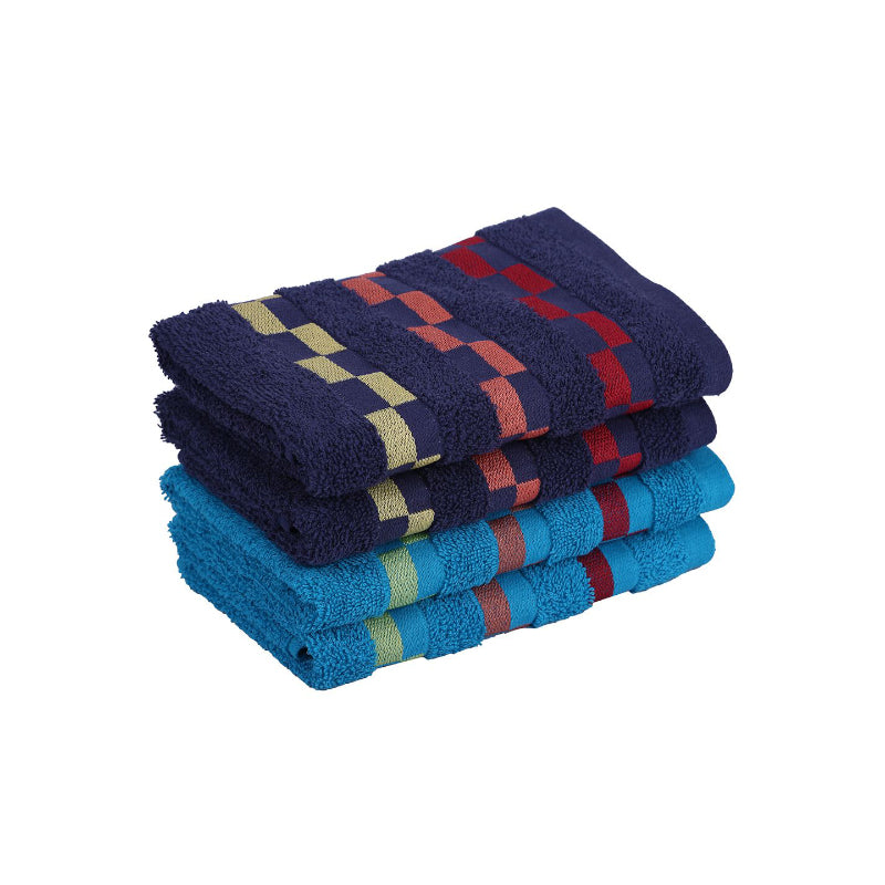 Buy Delpha Hand Towel (Navy Blue & Light Blue) - Set Of Four Hand & Face Towels from Vaaree