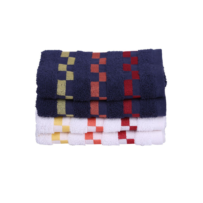 Buy Delpha Hand Towel (Navy Blue & White) - Set Of Four Hand & Face Towels from Vaaree