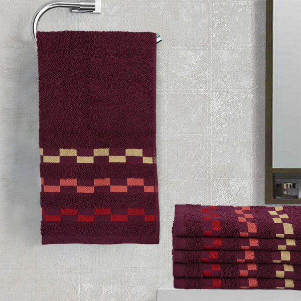 Buy Delpha Hand Towel (Wine) - Set Of Six Hand & Face Towels from Vaaree