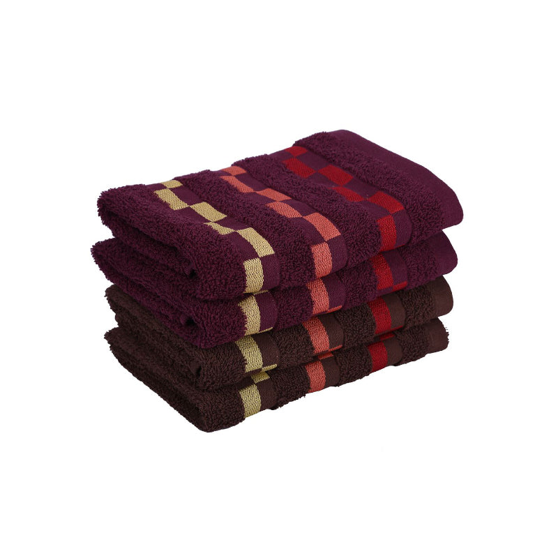 Buy Delpha Hand Towel (Wine & Brown) - Set Of Four Hand & Face Towels from Vaaree