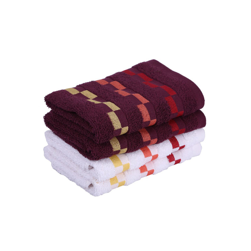 Buy Delpha Hand Towel (Wine & White) - Set Of Four Hand & Face Towels from Vaaree