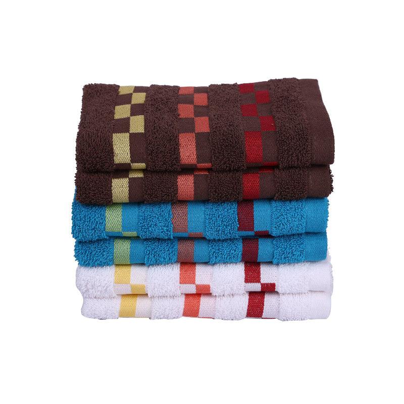 Buy Bela Delpha Hand Towel (Light Blue & Brown) - Set Of Six Hand & Face Towels from Vaaree