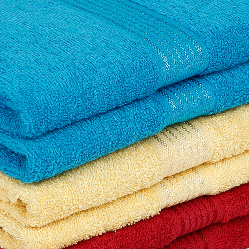 Buy Eva Quick Dry Hand Towel (Blue/Yellow/Red) - Set Of Six Hand & Face Towels from Vaaree