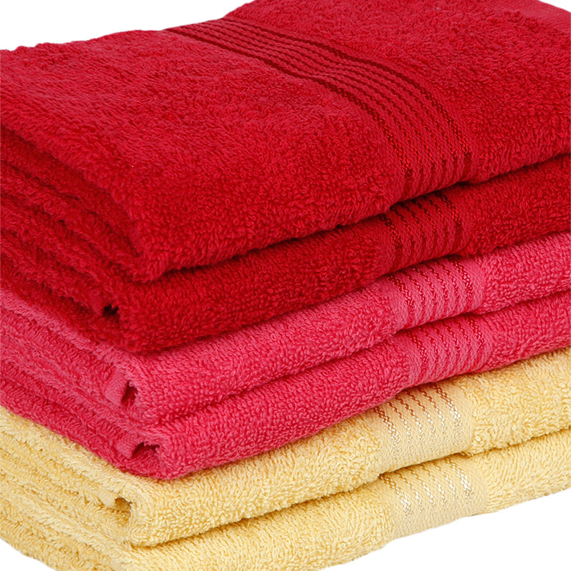 Buy Eva Quick Dry Hand Towel (Red/Pink/Yellow) - Set Of Six Hand & Face Towels from Vaaree