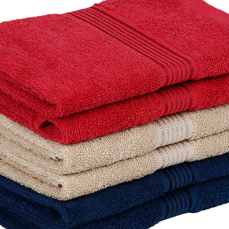 Buy Eva Quick Dry Hand Towel (Red/Taupe/Navy Blue) - Set Of Six Hand & Face Towels from Vaaree