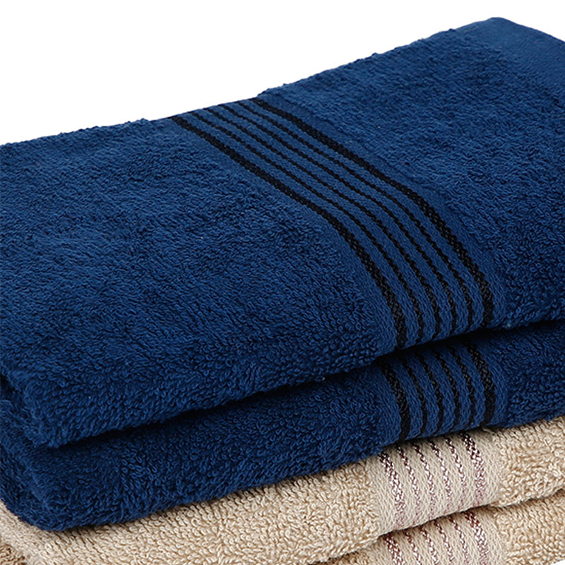 Buy Eva Quick Dry Hand Towel (Taupe & Navy Blue) - Set Of Four Hand & Face Towels from Vaaree