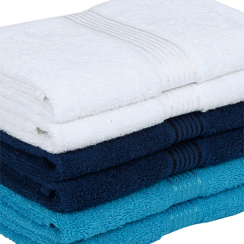 Buy Eva Quick Dry Hand Towel (Blue/Navy Blue/White) - Set Of Six Hand & Face Towels from Vaaree