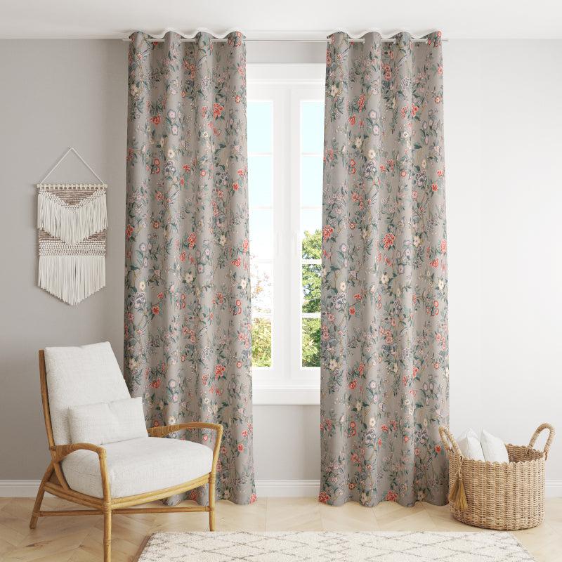 Buy Dayooj Floral Curtains - Coal Curtains from Vaaree