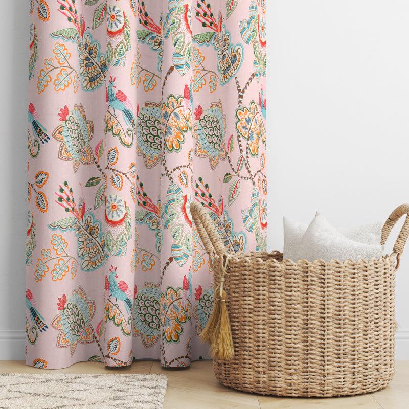 Buy Sukhand Floral Curtains (Spring Peach) - Set Of Two Curtains from Vaaree