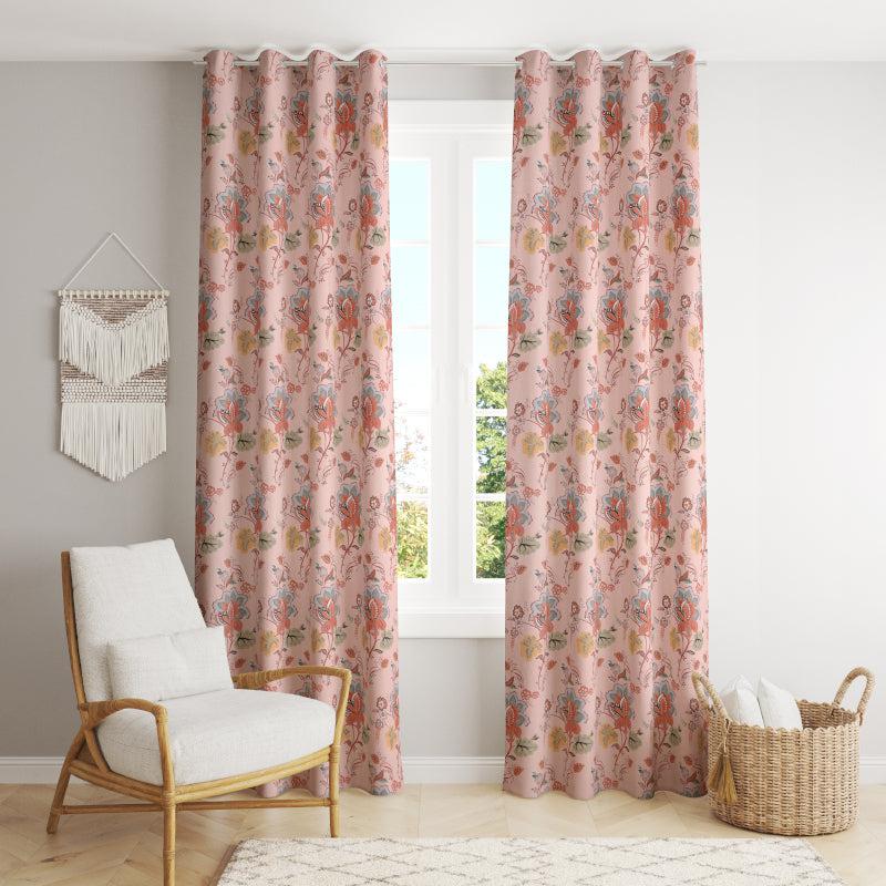 Buy Pinakin Floral Curtains (Spring Pink) - Set Of Two Curtains from Vaaree