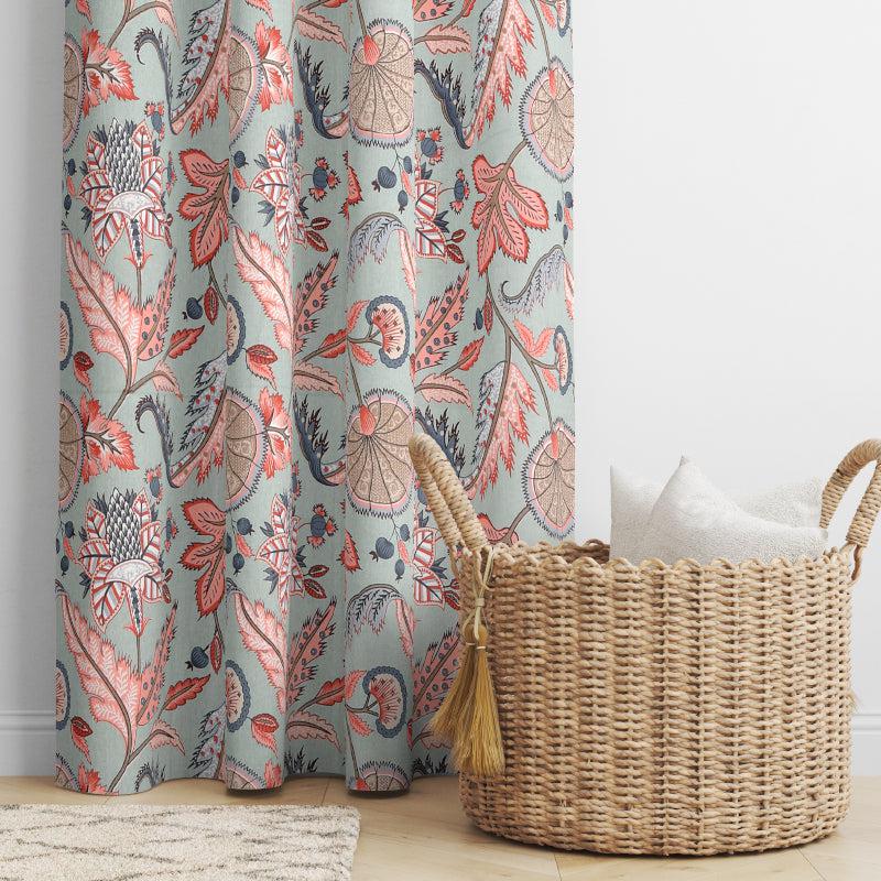 Buy Shaali Floral Curtains (Olive) - Set Of Two Curtains from Vaaree