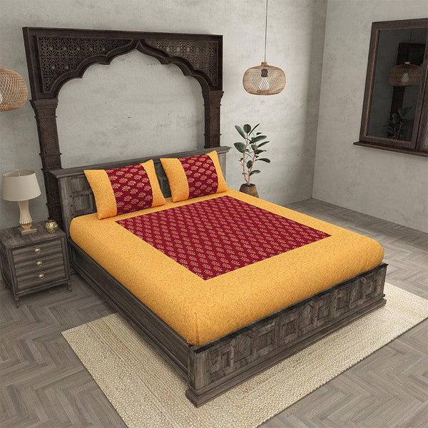 Buy Nalin Ethinic Bedsheet - Red,Yellow Bedsheets from Vaaree