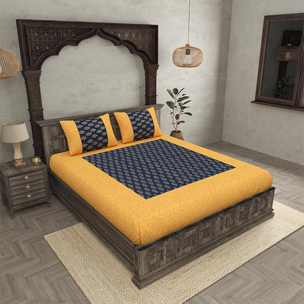 Buy Nalin Ethinic Bedsheet - Blue,Yellow Bedsheets from Vaaree