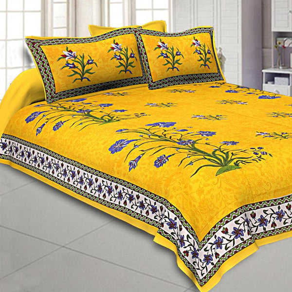 Buy Petunya Floral Bedsheet - Yellow Bedsheets from Vaaree