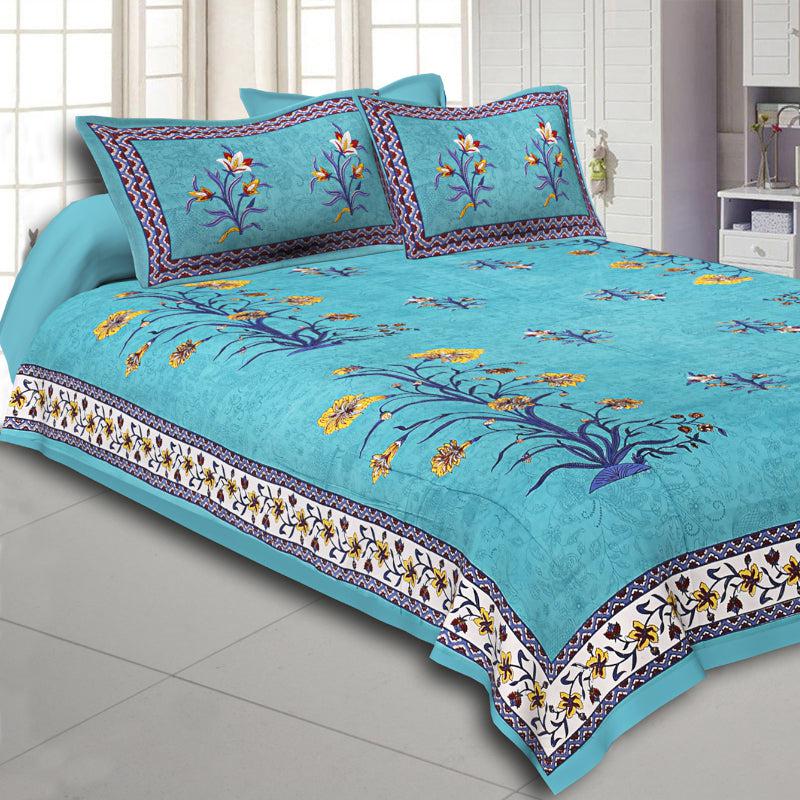 Buy Petunya Floral Bedsheet - Blue Bedsheets from Vaaree