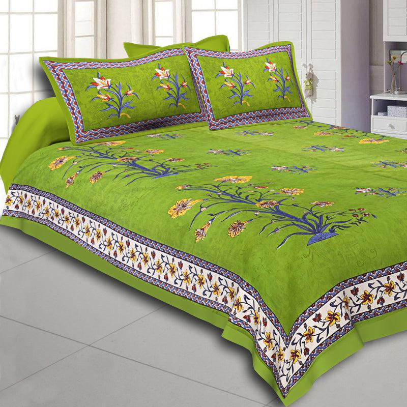 Buy Petunya Floral Bedsheet - Green Bedsheets from Vaaree