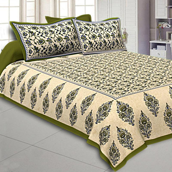 Bedsheets - Aariz Ethnic Bedsheet - Green