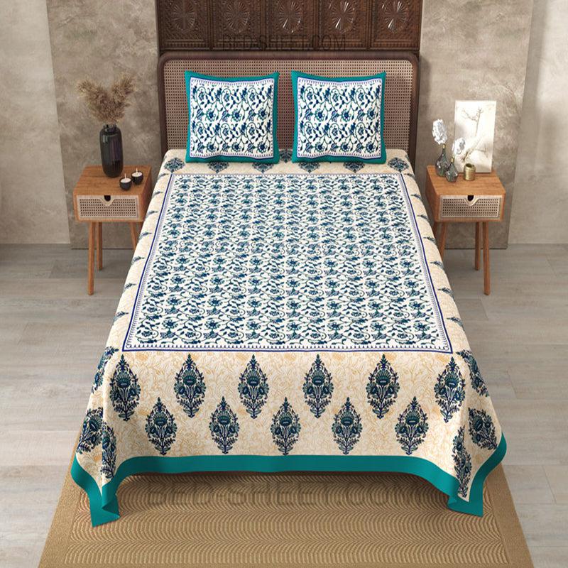 Buy Tahir Floral Bedsheet - Blue Bedsheets from Vaaree