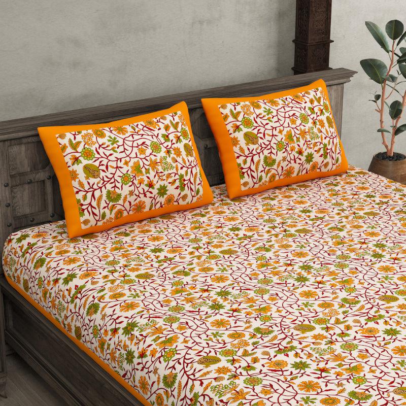 Buy Vihaan Ethnic Bedsheet - Orange Bedsheets from Vaaree