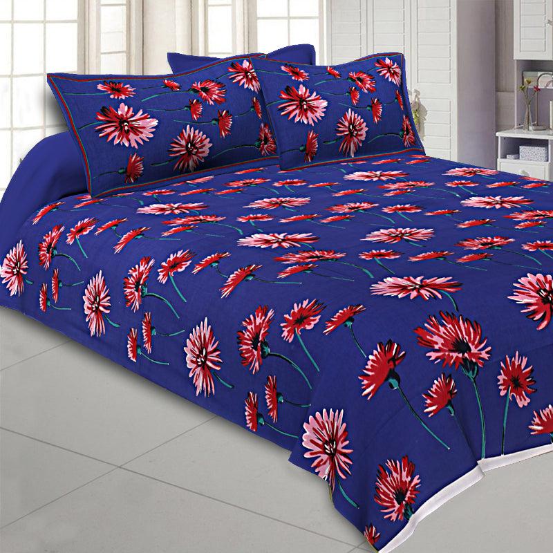 Buy Pansy Floral Bedsheet - Blue Bedsheets from Vaaree