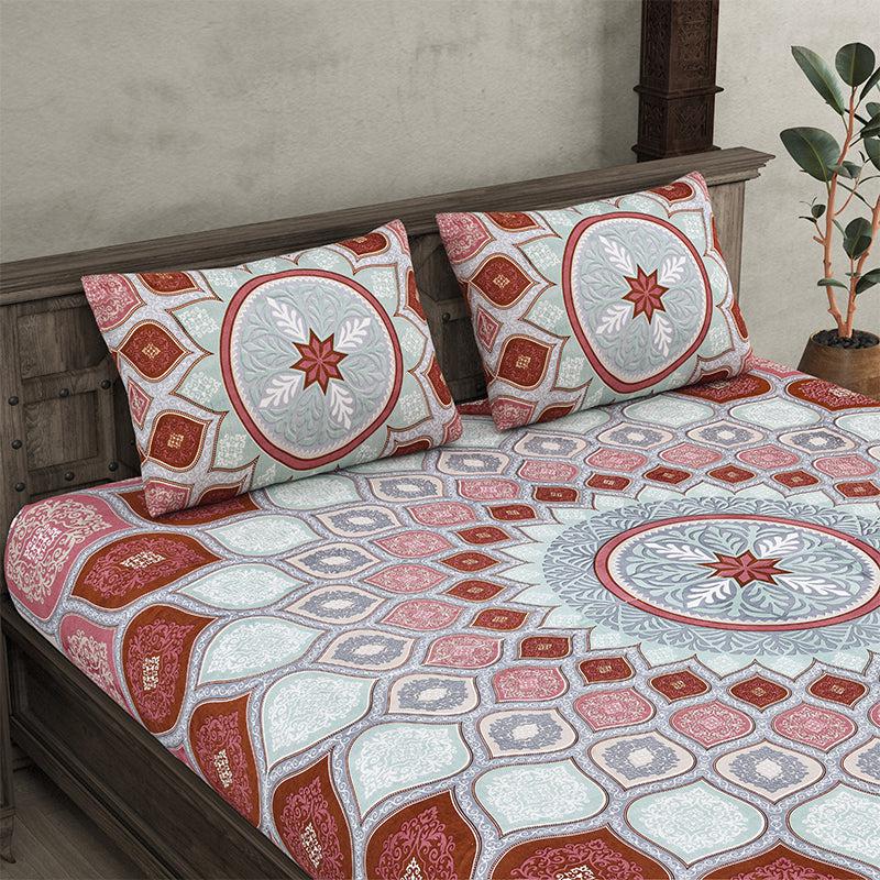 Buy Navaj Mandala Bedsheet - Grey,Red Bedsheets from Vaaree