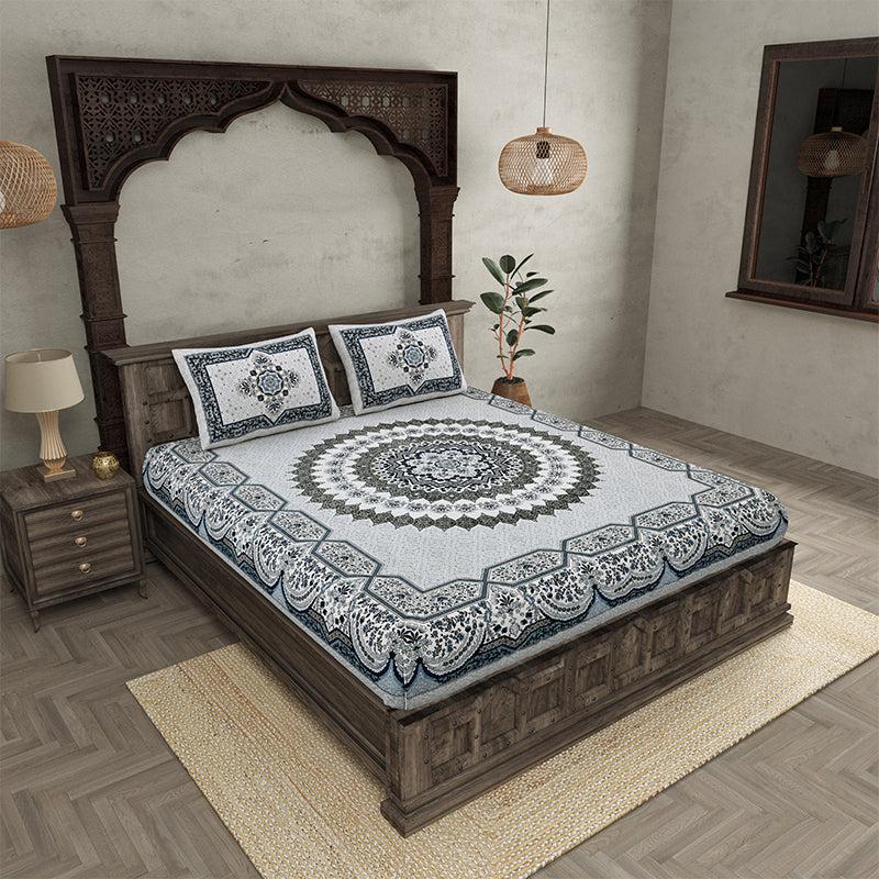 Buy Chaital Ethnic Bedsheet - Grey Bedsheets from Vaaree