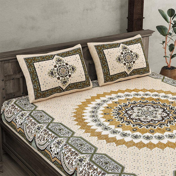 Buy Chaital Ethnic Bedsheet - Beige Bedsheets from Vaaree