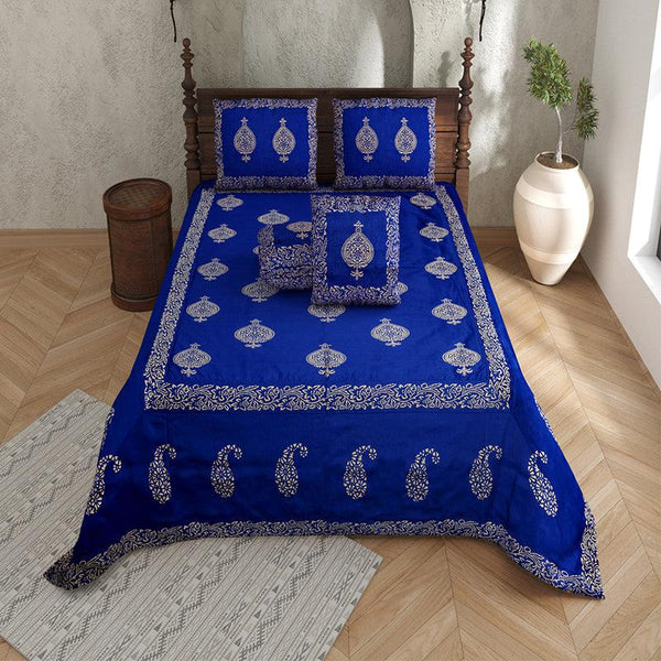 Buy Gowra Ethnic Bedsheet - Blue Bedsheets from Vaaree