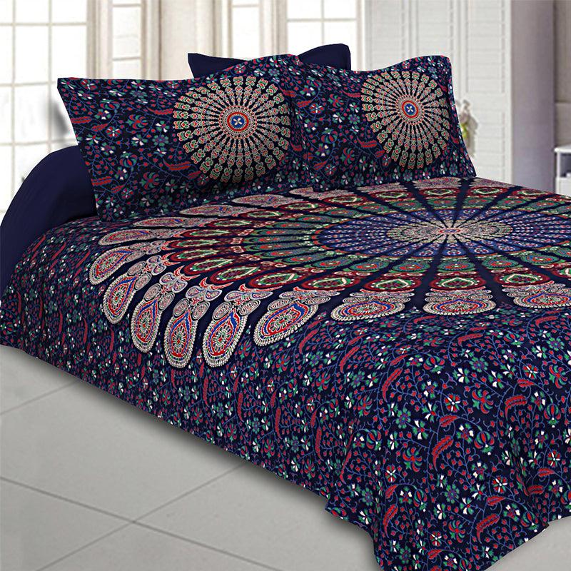 Bedsheets - Rosho Mandala Bedsheet - Blue