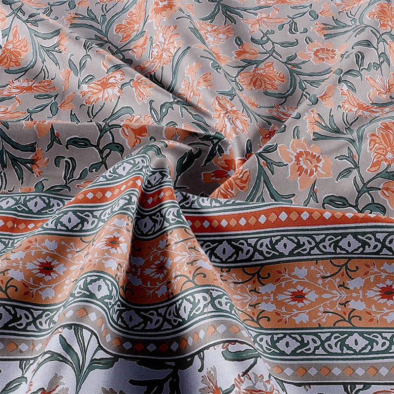 Buy Nagumo Floral Bedsheet - Orange Bedsheets from Vaaree