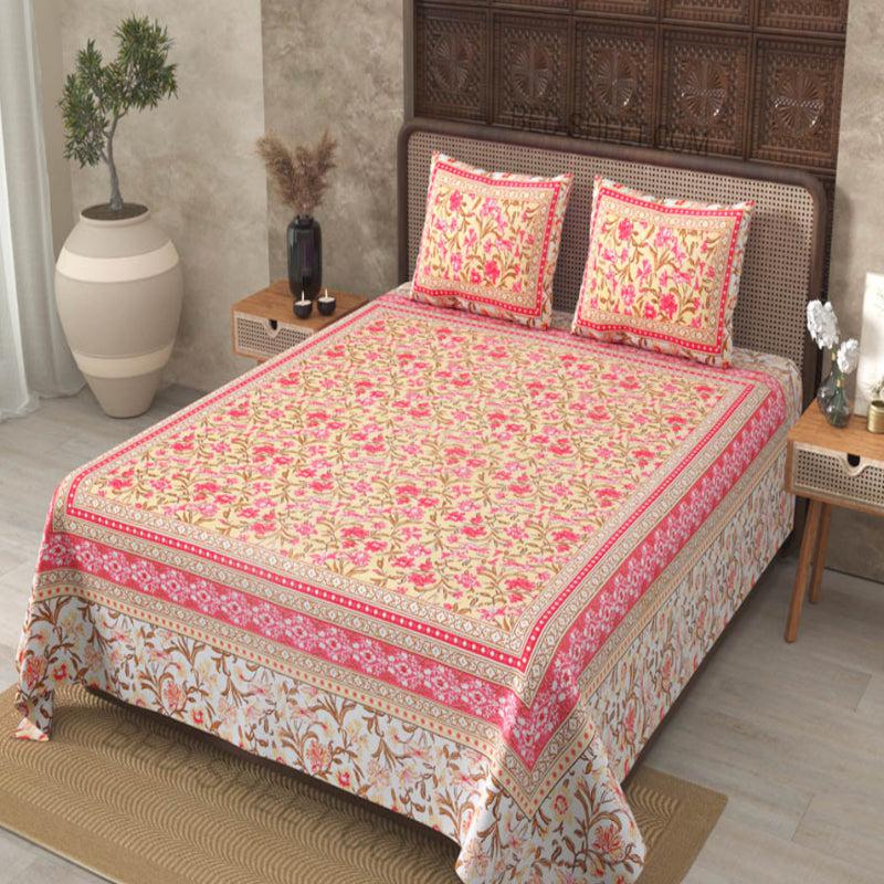 Buy Nagumo Floral Bedsheet - Pink Bedsheets from Vaaree