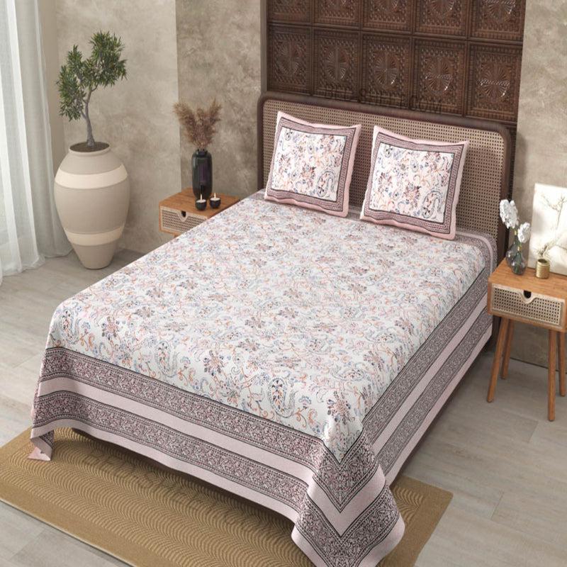 Buy Fresya Floral Bedsheet - White,Pink Bedsheets from Vaaree