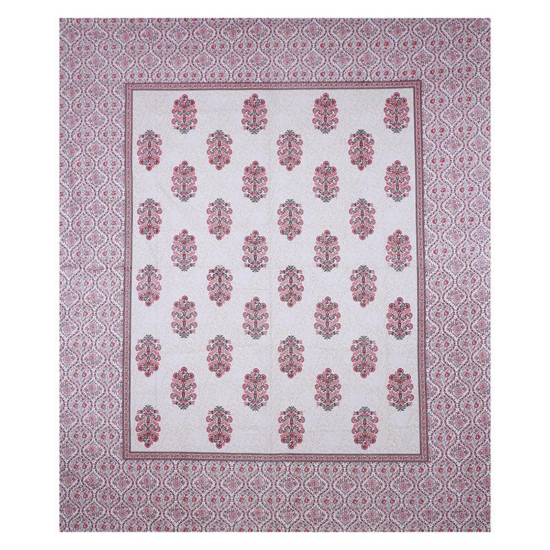 Buy Kruti Ethnic Bedsheet - White,Pink Bedsheets from Vaaree