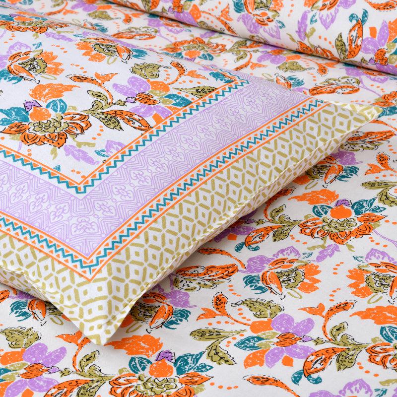 Buy Tamali Ethnic Bedsheet - White,Purple Bedsheets from Vaaree