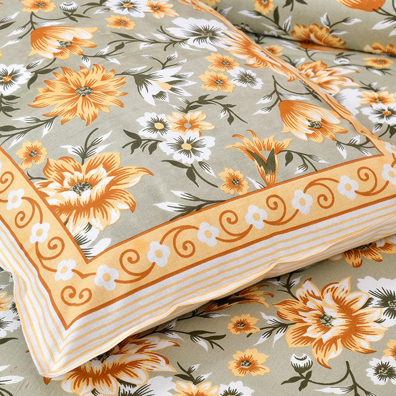 Buy Orkide Floral Bedsheet - Green,Yellow Bedsheets from Vaaree