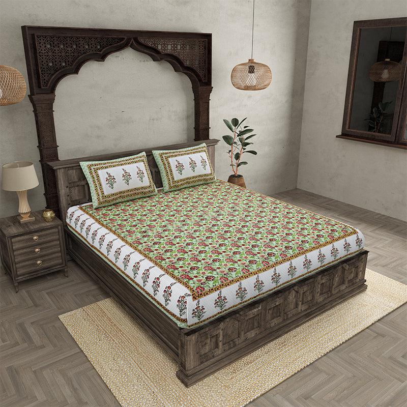 Buy Mahate Ethnic Bedsheet - Green Bedsheets from Vaaree