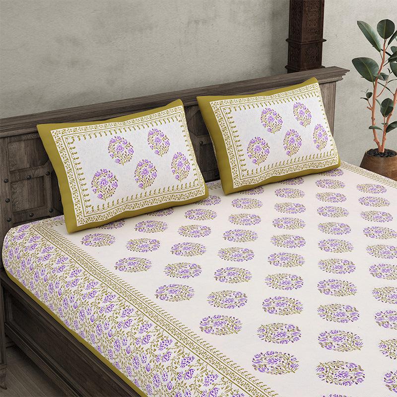 Buy Lavo Floral Bedsheet - White,Yellow Bedsheets from Vaaree